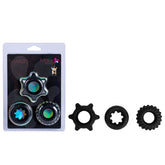 Maia MANZO Stretchy Silicone Cock Rings Set of 3 Black Cock Ring Sets